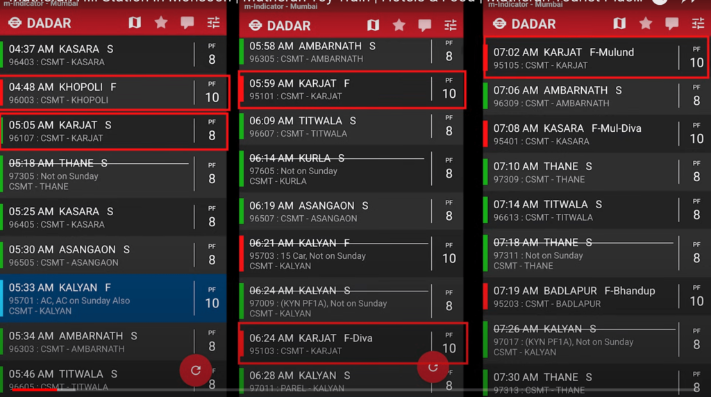 MUMBAI TO NERAL LOCAL TRAIN TIMING